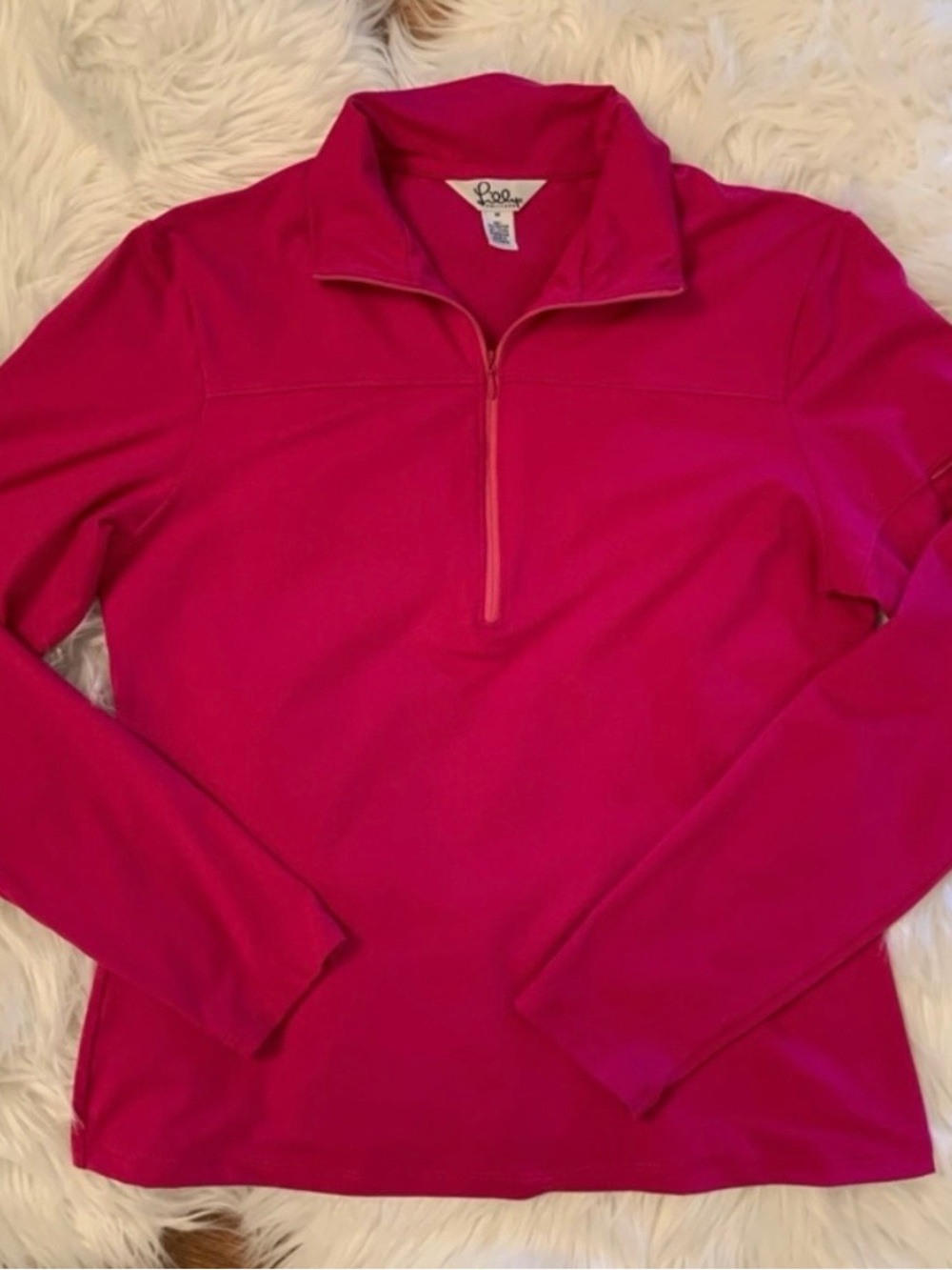 Lilly Pulitzer White Label Vintage Pink Magenta 1/2 Zip Pullover Sleeve Pocket M